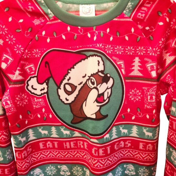 Buc-ee's Ugly Christmas Sweater Red, Green, White Fleece-Lined Women's Sz. Small - Picture 3 of 10